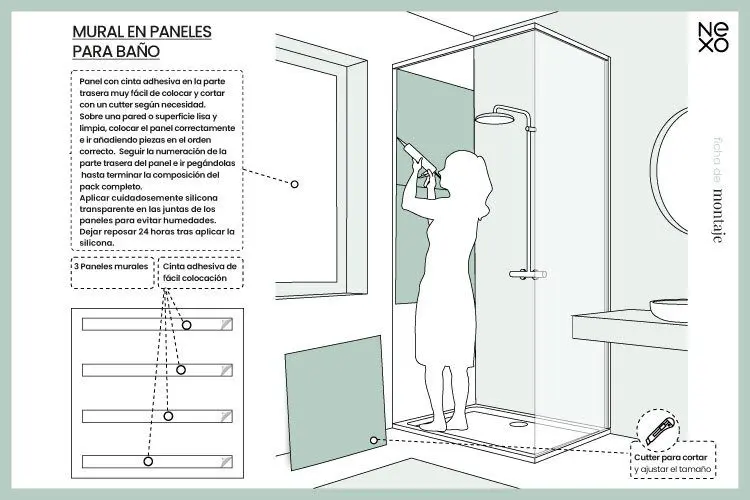 Mural en paneles para baño Bambu - Imagen 7