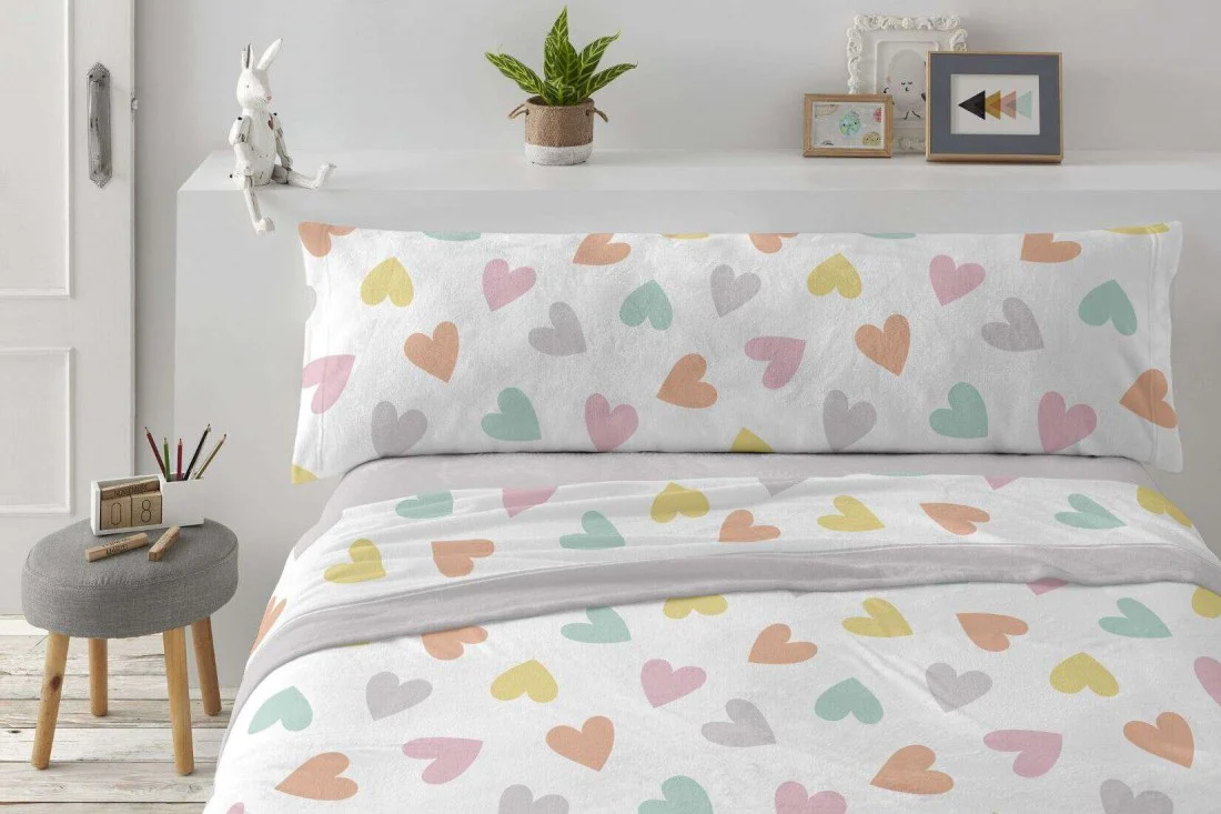 Sábana Coralina con corazones modelo TRC992 de Burrito Blanco - Imagen 3