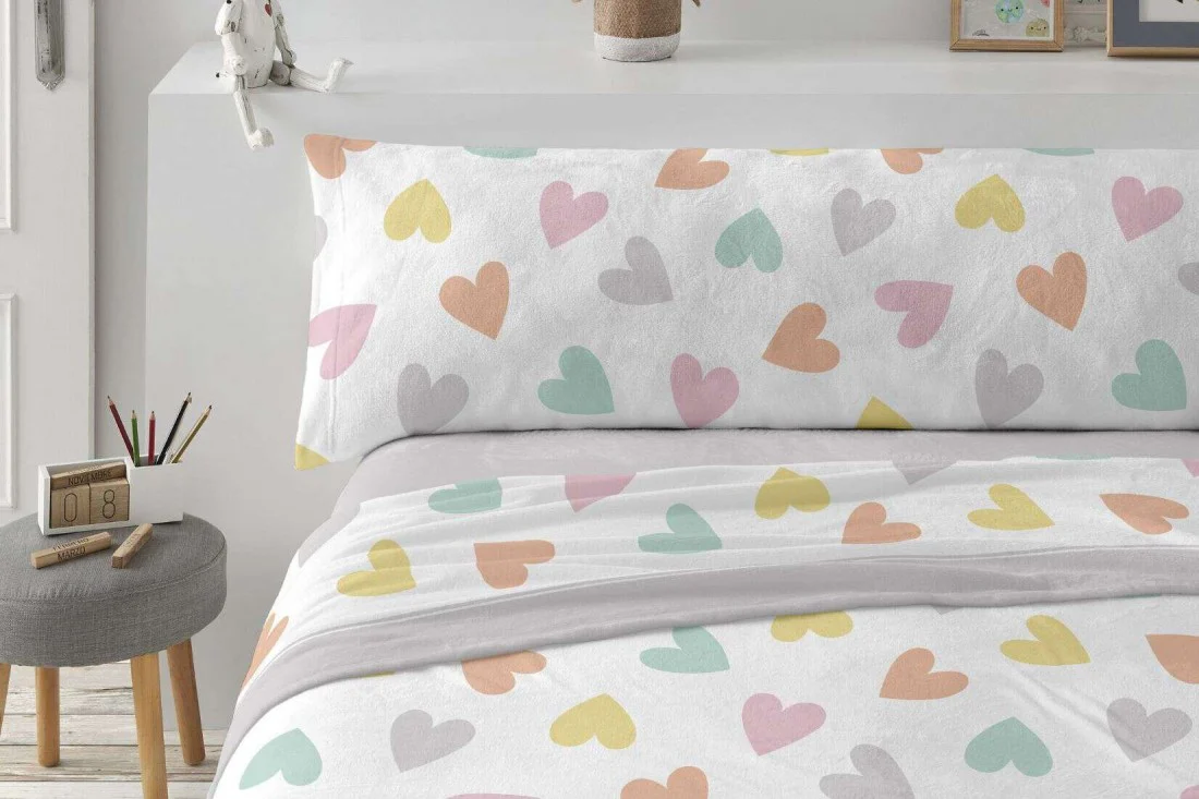 Sábana Coralina con corazones modelo TRC992 de Burrito Blanco - Imagen 2