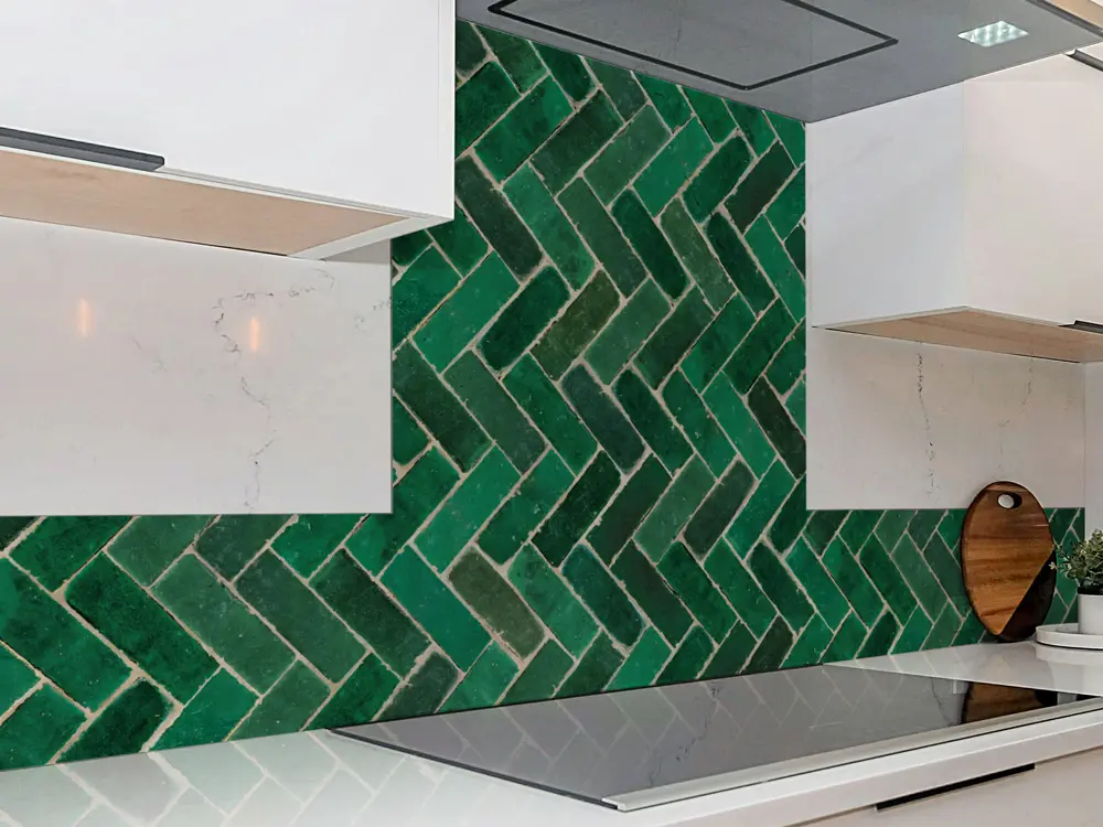 Panel cocina Zellige verde